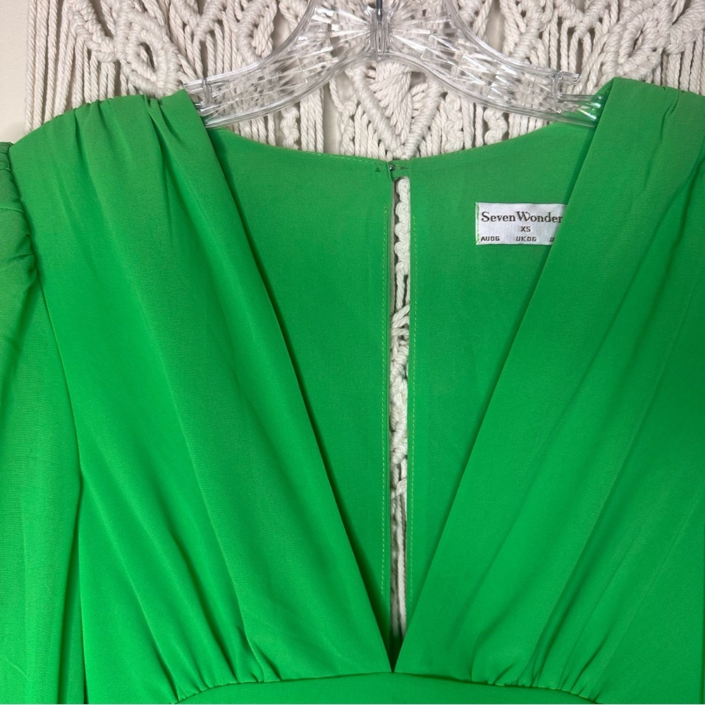 Green Ruffled Mini Dress - Picture 2 of 10